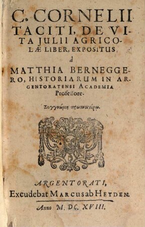 C. Cornelii Taciti de vita Iulii Agricolae liber