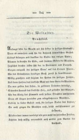 Die Weltalter. Bruchstück