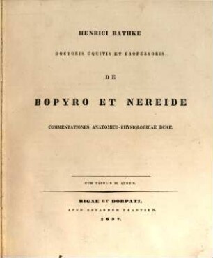 De Bopyro et Nereide commentationes anatomico-physiologicae duae : commentationes anatomico-physiologicae duae