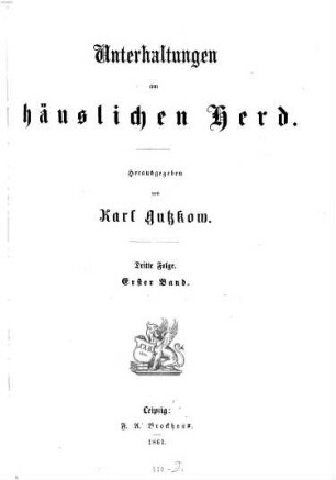 Unterhaltungen am häuslichen Herd. 1. 1860/61