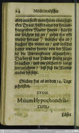 XXXIII. Malum Hypochondriacum