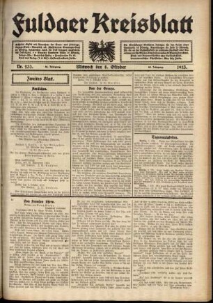 Zweite Ausgabe vom Mittwoch, den 08. Oktober 1913.