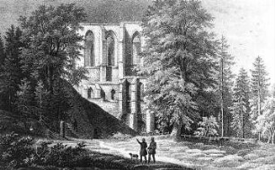 Oybin. Ansicht der Kirchenruine, Schulz, 1783, Repro