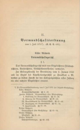 II. Vormundschaftsordnung vom 5. Juli 1875