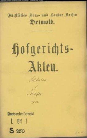 Schönlau, Vogt zu Schlangen gegen Joh. Kord Schäfers Witwe zu Schlangen - Schuldforderung