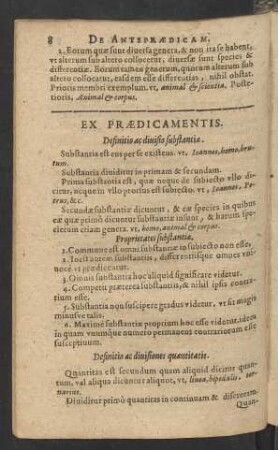 Ex Praedicamentis.