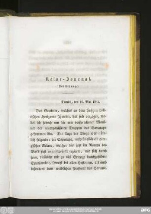 Reise-Journal. (Fortsetzung.)