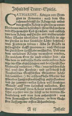 Inhalt deß Traur-Spiels.