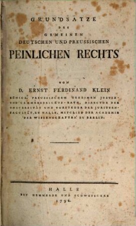 Grundsätze des gemeinen deutschen und preussischen peinlichen Rechts