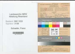Entnazifizierung Franz Schaefer , geb. 04.10.1897 (Polizeibeamter)