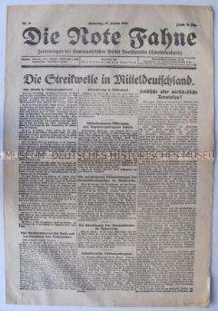 Kommunistische Tageszeitung "Die Rote Fahne" zu den Streiks in Mitteldeutschland