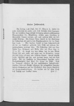 Unser Jahresfest.