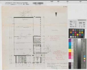 Recklinghausen (Recklinghausen) Staatliches Aufbaugymnasium Turnhalle Grundriß 1960 1 : 100 42 x 44 Pause Staatshochbauamt Recklinghausen Regierung Münster Nr. 34118
