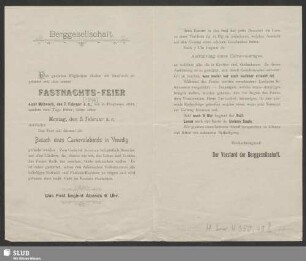 Berggesellschaft : Fastnachts-Feier