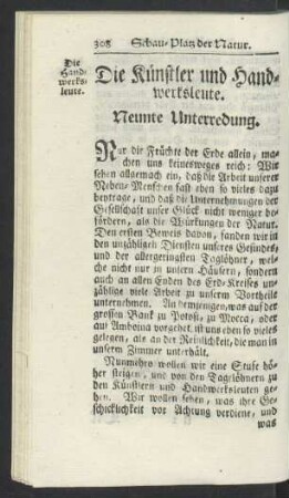 Neunte Unterredung. Die Künstler und Handwerksleute.