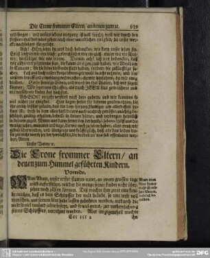 Die Crone frommer Eltern, an denen zum Himmel geführten Kindern