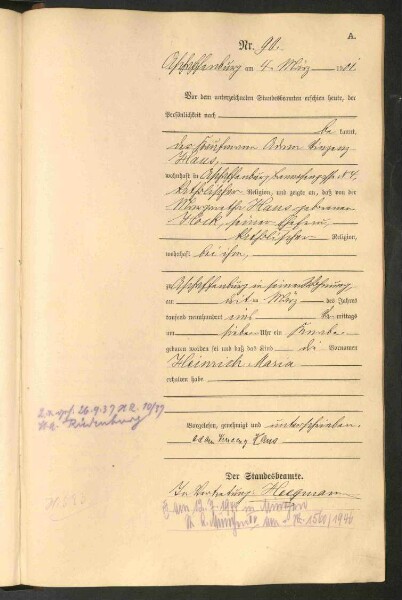 Standesamtsbuch der Stadt Aschaffenburg: Geburten 365/1900 - 184/1901
