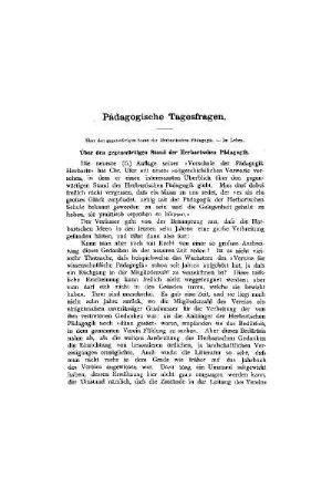 Pädagogische Tagesfragen