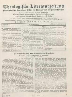1-12 Die Verantwortung des ökumenischen Gesprächs