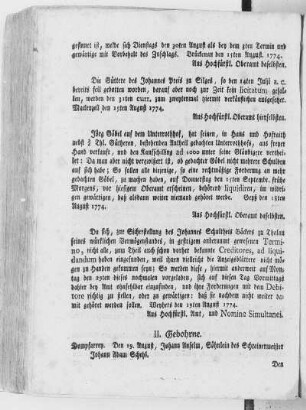 [34tes Stück, Ausgabe vom 24. August 1774. Bl. 1 fehlt.]