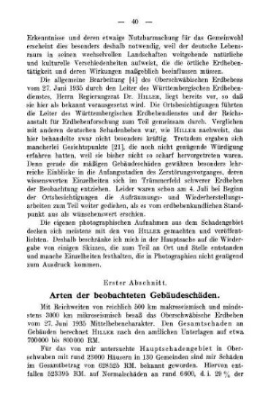 Erster Abschnitt. Arten der beobachteten Gebäudeschäden.