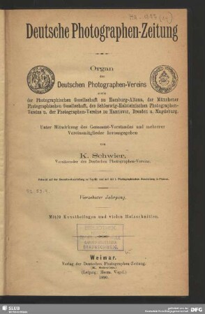 14.1890: Deutsche Photographen-Zeitung : Organ d. Deutschen Photographen-Vereins ..