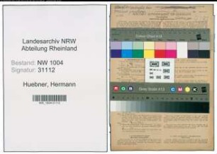 Entnazifizierung Hermann Huebner , geb. 22.04.1898 (Korbmacher)