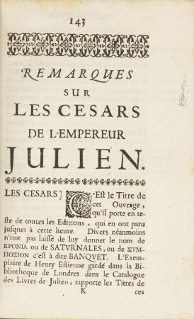 Remarques sur le cesars de l'empereur Julien