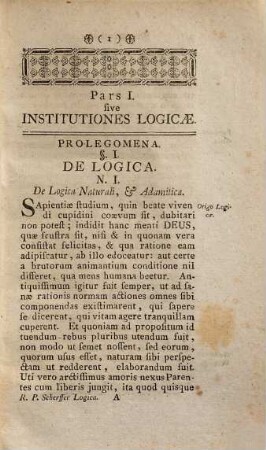 Institutiones Logicæ, Et Metaphysicæ : Duabus Partibus Comprehensæ, Conscriptæ In Usum Tironum Philosophiæ