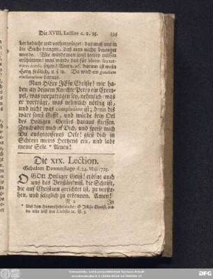 Die XIX. Lection. Gehalten Donnerstags d. 24. Maji 1725.