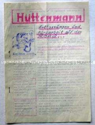 Hektografierte Betriebszeitung der KPD für die Belegschaft der Hüttenwerk Oberhausen AG