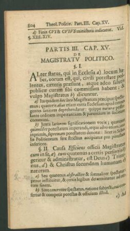 Cap. XV. De Magistratu Politico