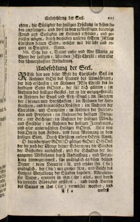 441-445, Anbefehlung der Seel