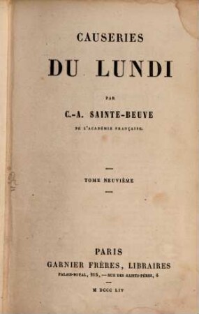 Causeries du lundi, 9