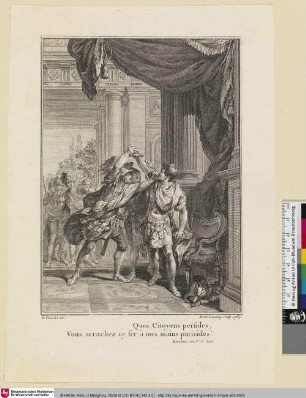 [Illustration zu Texten von Voltaire - Eine Szene aus der Komödie "Hérode et Mariamne"]