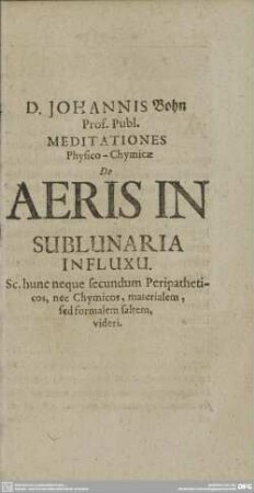 XVI. De AERIS IN SUBLUNARIA INFLUXU.