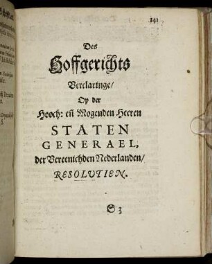 Des Hoffgerichts Verclaringe [...]