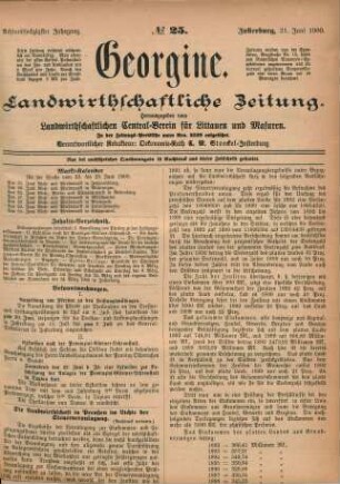 Achtundsechzigster Jahrgang. No. 25. Insterburg, 21. Juni 1900.