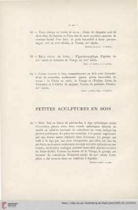 Petites Sculptures en Bois (Nr. 70 - 84)