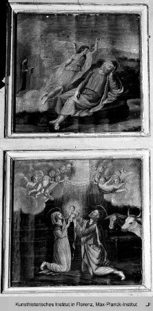 Szenen aus dem Leben der Heiligen Familie : Der Traum Josephs und die Anbetung des Kindes