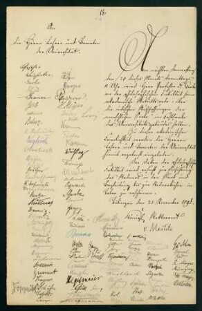 Mitteilung über akademische Antrittsrede Garbes. Tübingen, 23.11.1895.