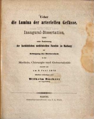 Über die Lumina der arteriellen Gefässe : (Inaug.-Diss.)
