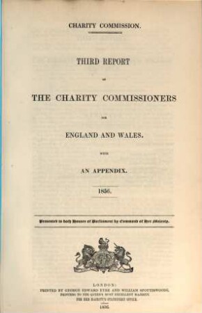 Report of the Charity Commissioners for England and Wales : for the year .., 3. 1856