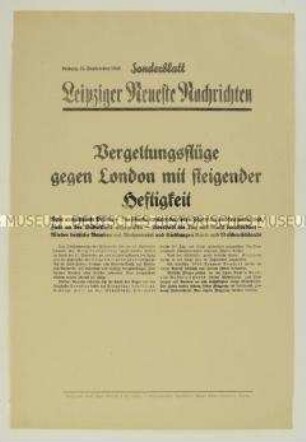 Sonderblatt der "Leipziger Neuesten Nachrichten" u.a. zu den Luftangriffen auf London