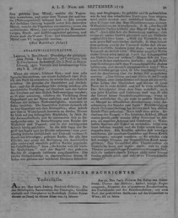 Seckendorf, G. v.: Grundzüge der philosophischen Politik. Leipzig; Altenburg: Brockhaus 1817
