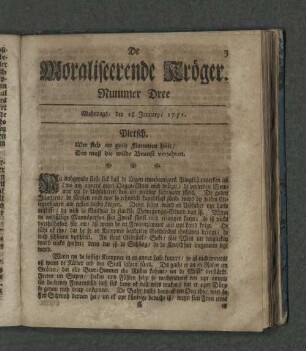 Nummer Dree. Mahndags den 18. January 1751