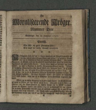 Nummer Dree. Mahndags den 18. January 1751