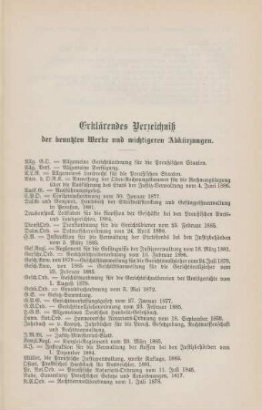 Erklärendes Verzeichniß der benutzten Werke und wichtigeren Abkürzungen.