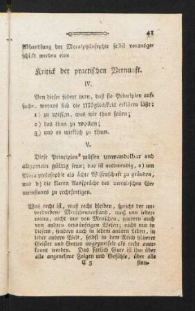 41-64, Kritik der practischen Vernunft.