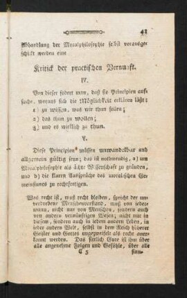 41-64, Kritik der practischen Vernunft.